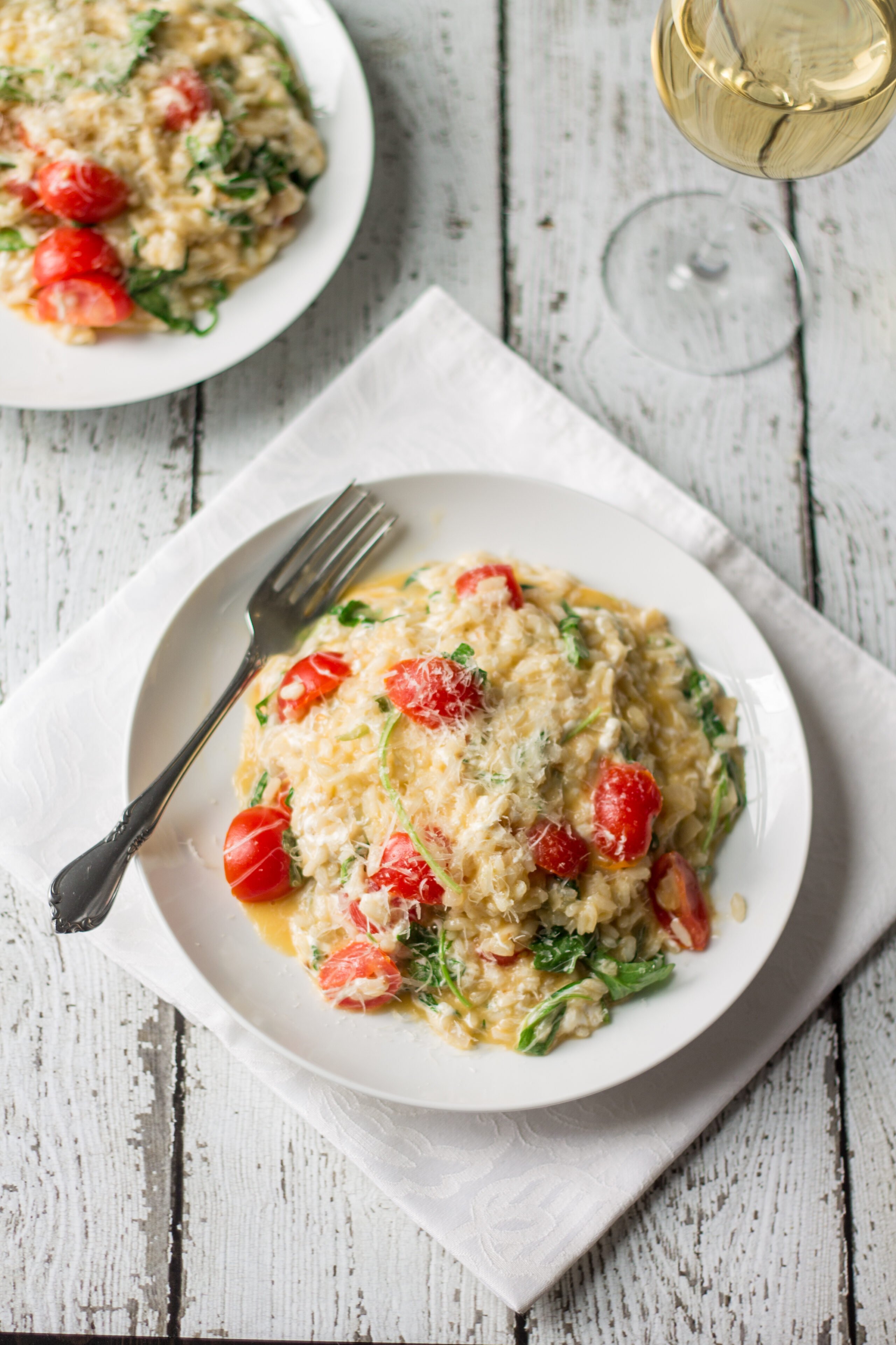 Fresh Tomatoes, Mozzarella and Arugula Risotto