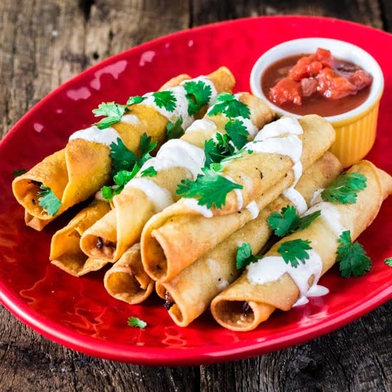 Creamy Chicken Taquitos with Salsa Roja Olivia's Cuisine