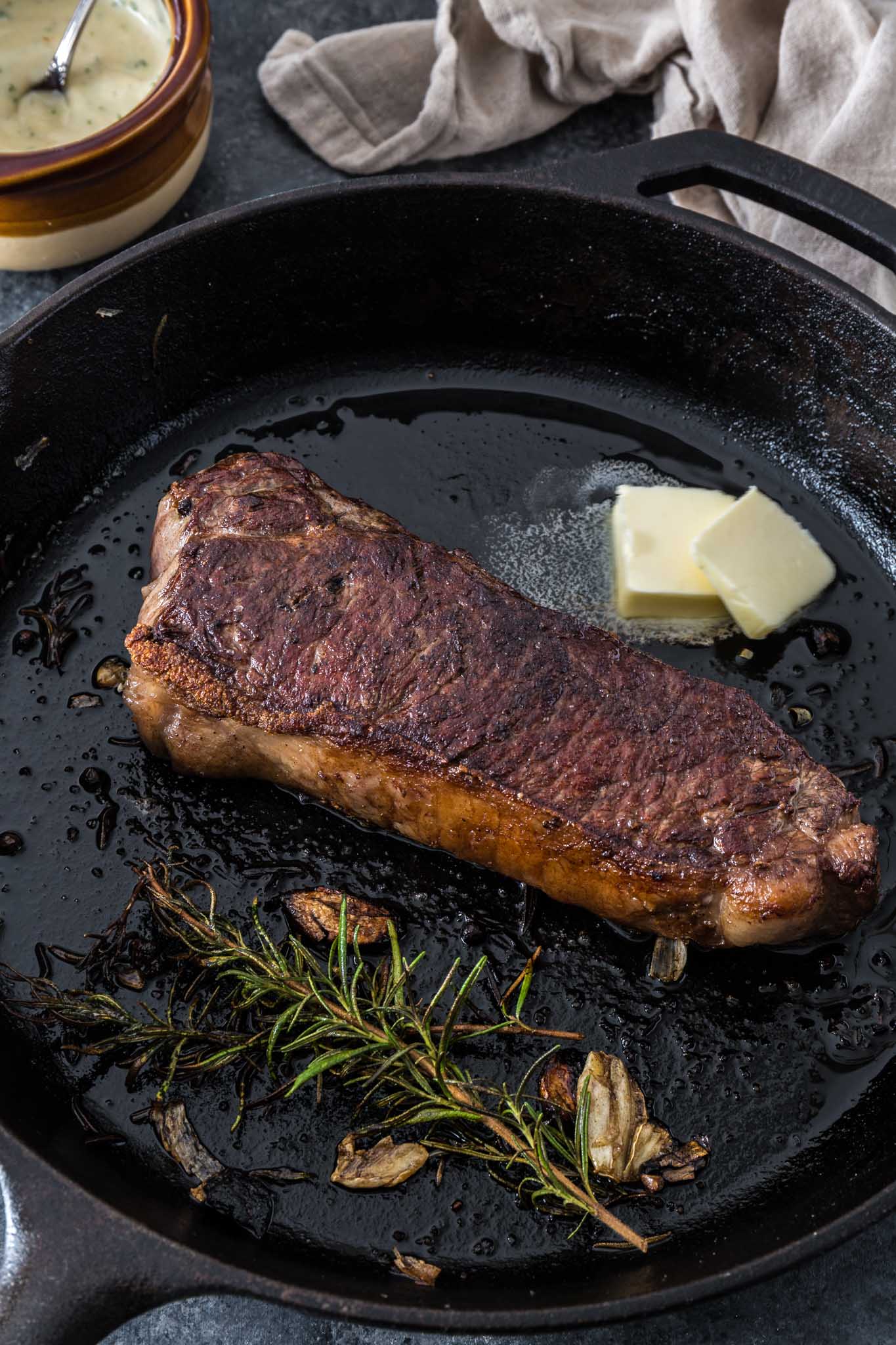 Pan Seared New York Strip Steak with Gorgonzola Cream Sauce - Olivia's ...