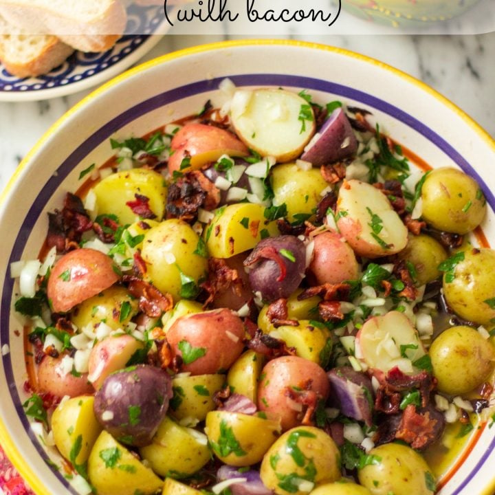 Confetti Baby Potato Salad (with bacon)