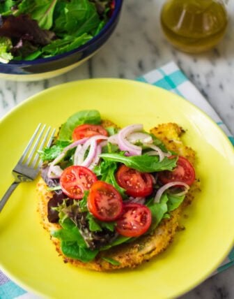 Baked Chicken Milanese with Mixed Greens & Tomato Salad