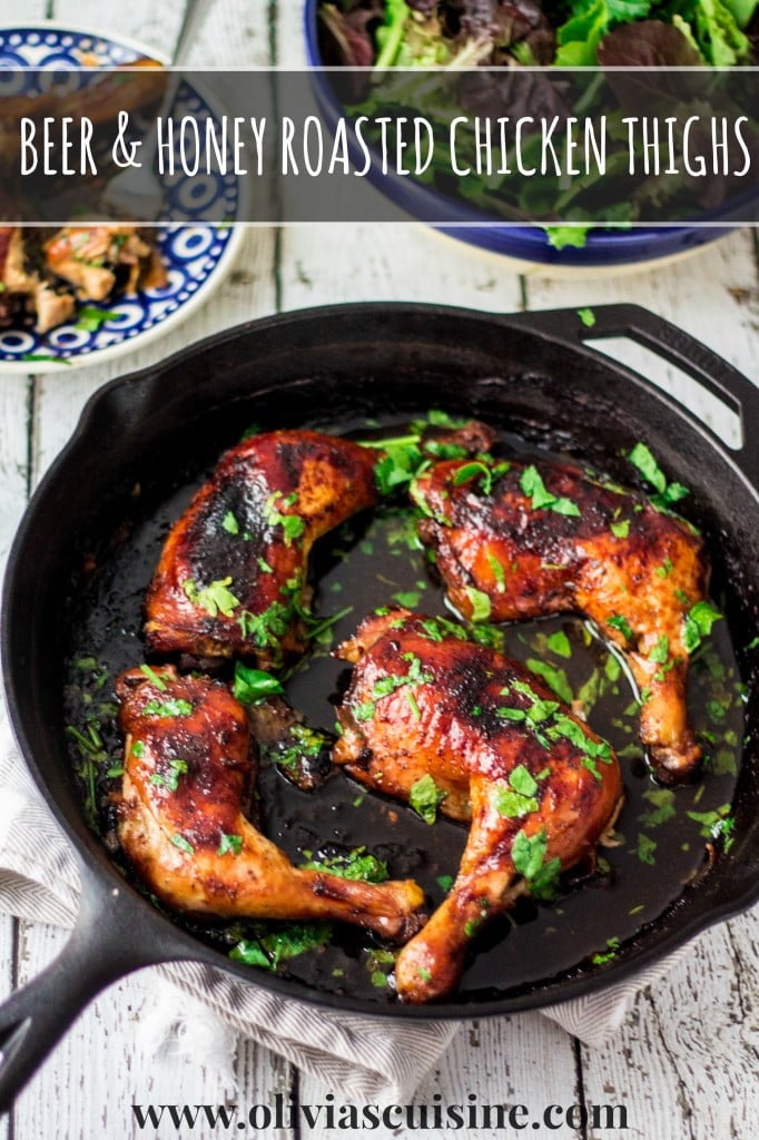 Beer & Honey Roasted Chicken Thighs | www.oliviascuisine.com