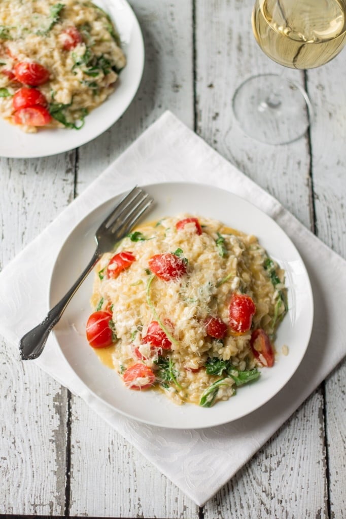 Fresh Tomatoes, Mozzarella and Arugula Risotto | www.oliviascuisine.com