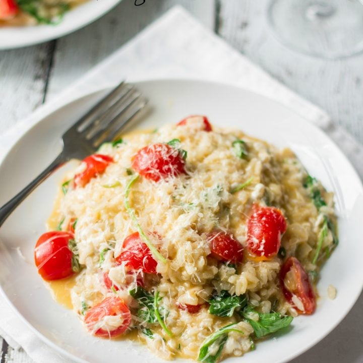 Fresh Tomatoes, Mozzarella and Arugula Risotto | www.oliviascuisine.com