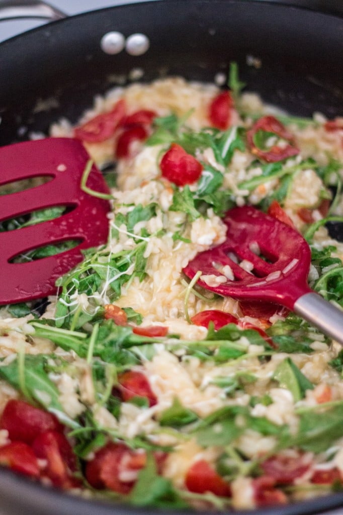 Fresh Tomatoes, Mozzarella and Arugula Risotto | www.oliviascuisine.com