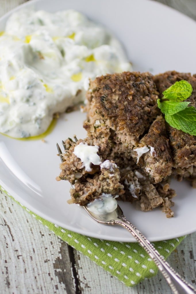 Baked Kibbeh (with Cucumber Yogurt Dip) | www.oliviascuisine.com