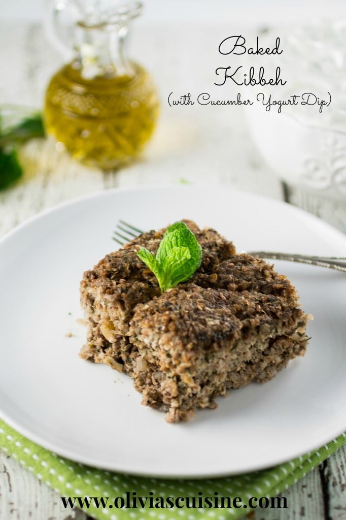 Baked Kibbeh (with Cucumber Yogurt Dip) | www.oliviascuisine.com