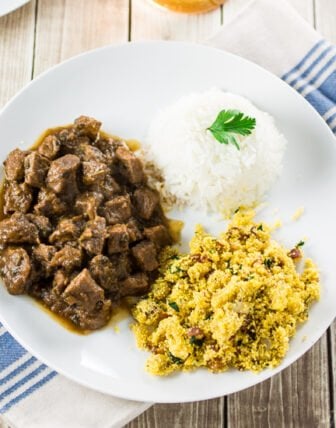 Brazilian Beef Stew (Picadinho) with Banana Farofa