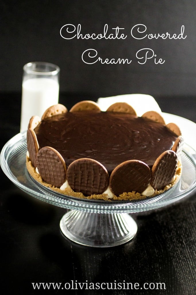Chocolate Covered Cream Pie | www.oliviascuisine.com | Creamy, decadent and delicious, this pie will win your heart in one bite!