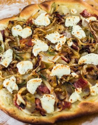 Potato, Bacon and Rosemary Pizza with Goat Cheese and Pecorino
