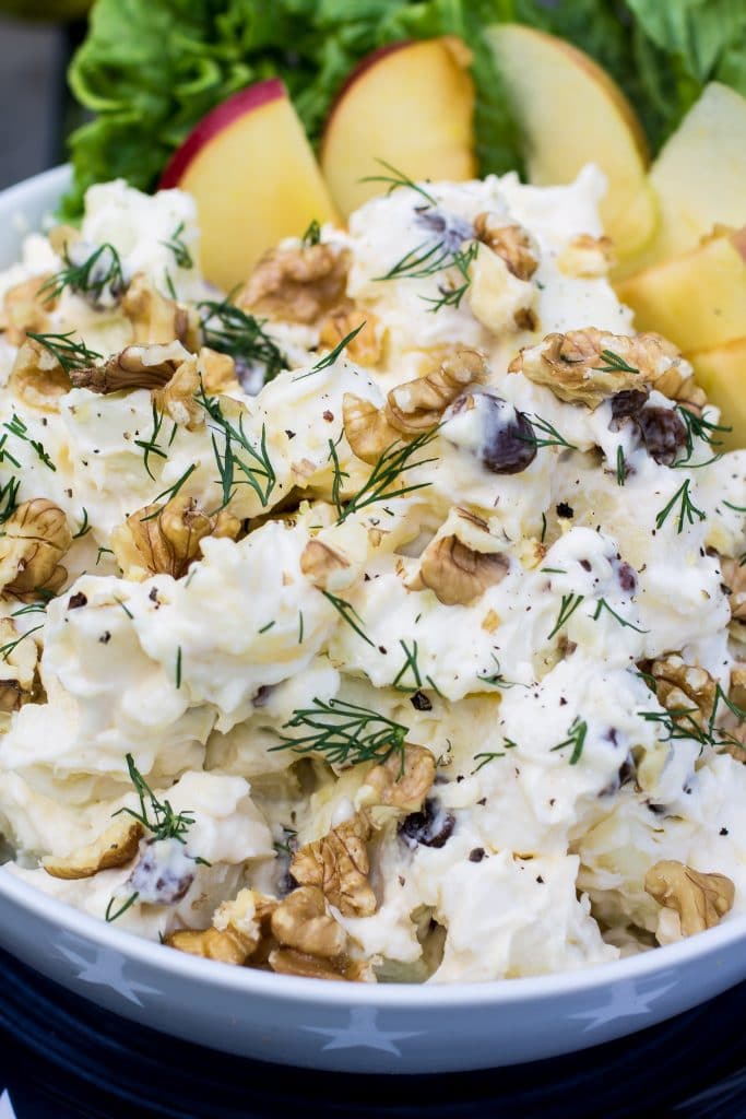 Creamy Potato Salad (with Apples, Raisins and Walnuts) | www.oliviascuisine.com | This Creamy Potato Salad will be a success at your picnic, barbecue or potluck!