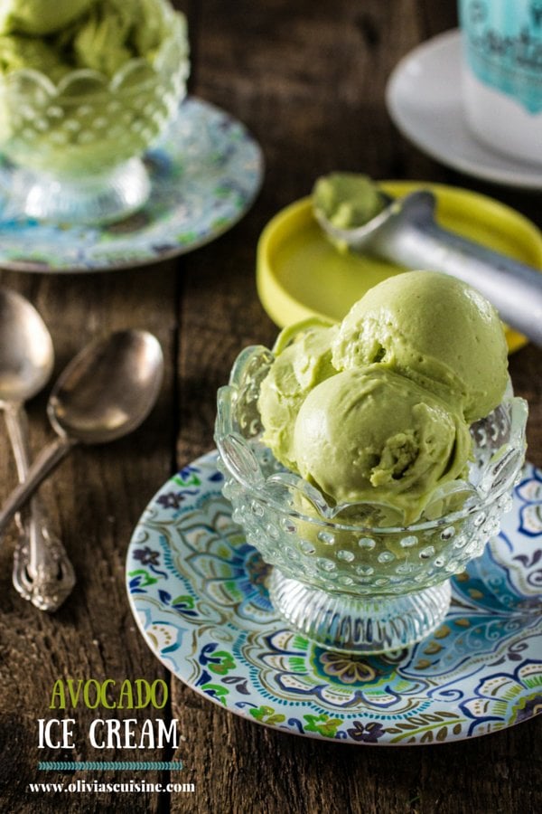 Avocado Ice Cream | www.oliviascuisine.com | Summer is here and it's time to indulge in this creamy, mouth-watering, delicious Avocado Ice Cream! No eggs, easy to make (in the blender), ice cream machine optional! 