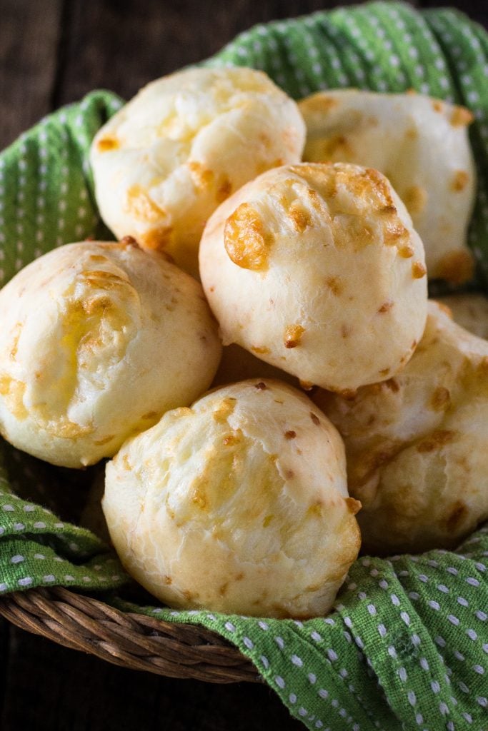 Authentic Brazilian Cheese Bread (Pão de Queijo) | www.oliviascuisine.com | The most popular Brazilian snack is gluten free and loaded with gooey cheese. You'll be hooked!