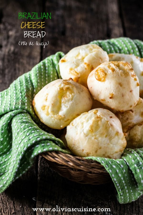 Authentic Brazilian Cheese Bread (Pão de Queijo) | www.oliviascuisine.com | The most popular Brazilian snack is gluten free and loaded with gooey cheese. You'll be hooked!