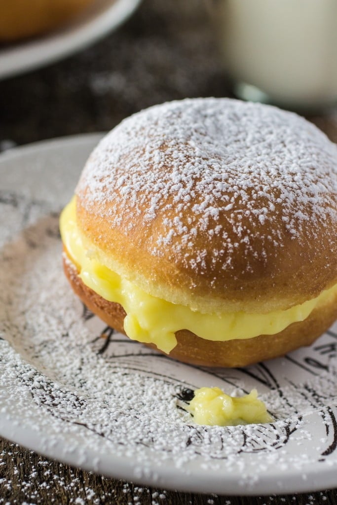 Brazilian Cream Doughnuts | www.oliviascuisine.com | These cream doughnuts are called "sonhos" in Portuguese, which means "dreams". They are soft, not overly sweet and filled with this amazing and delicious cream!