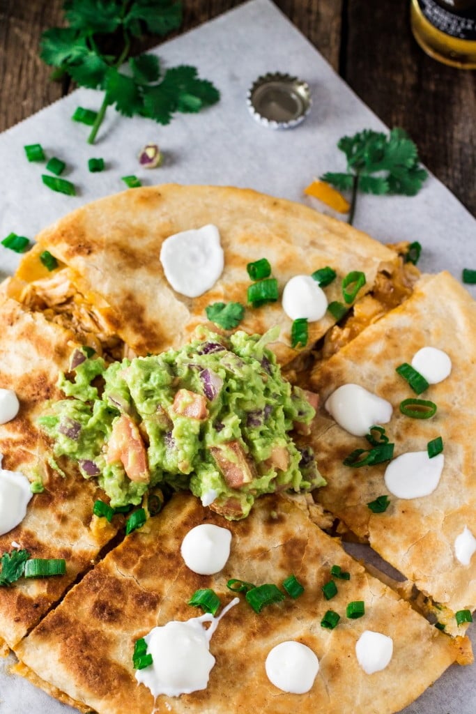 Easy Chicken Quesadilla | www.oliviascuisine.com | Cinco de Mayo is here and this quesadilla will be the star of the fiesta! Creamy, cheesy and full of flavor! 