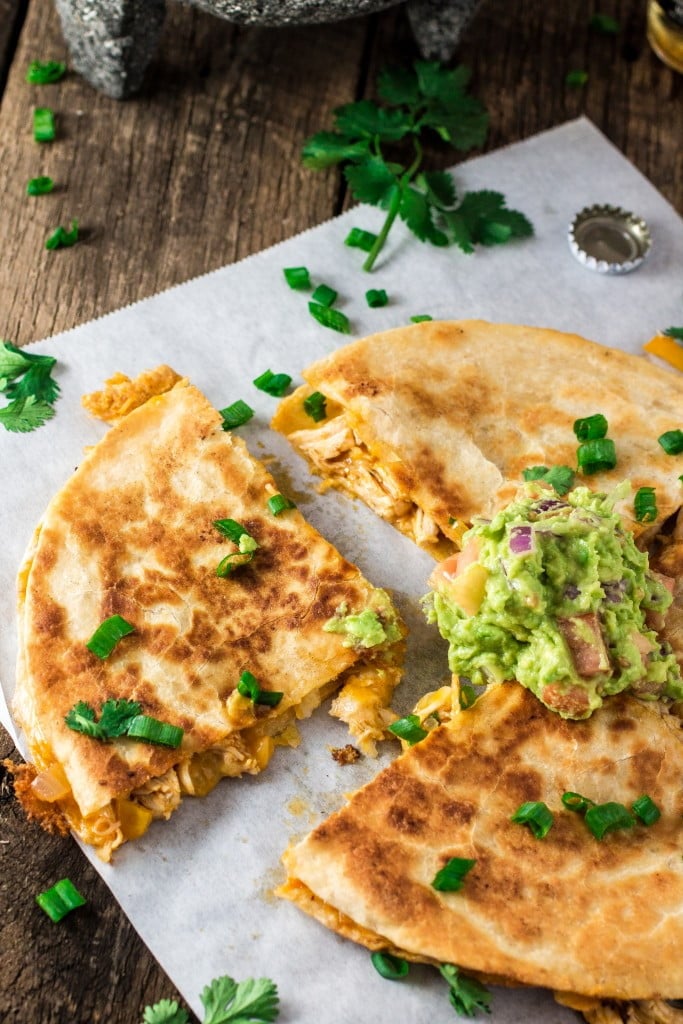 Easy Chicken Quesadilla | www.oliviascuisine.com | Cinco de Mayo is here and this quesadilla will be the star of the fiesta! Creamy, cheesy and full of flavor! 