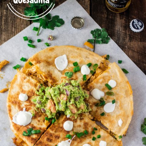 Easy Chicken Quesadilla | www.oliviascuisine.com | Cinco de Mayo is here and this quesadilla will be the star of the fiesta! Creamy, cheesy and full of flavor!