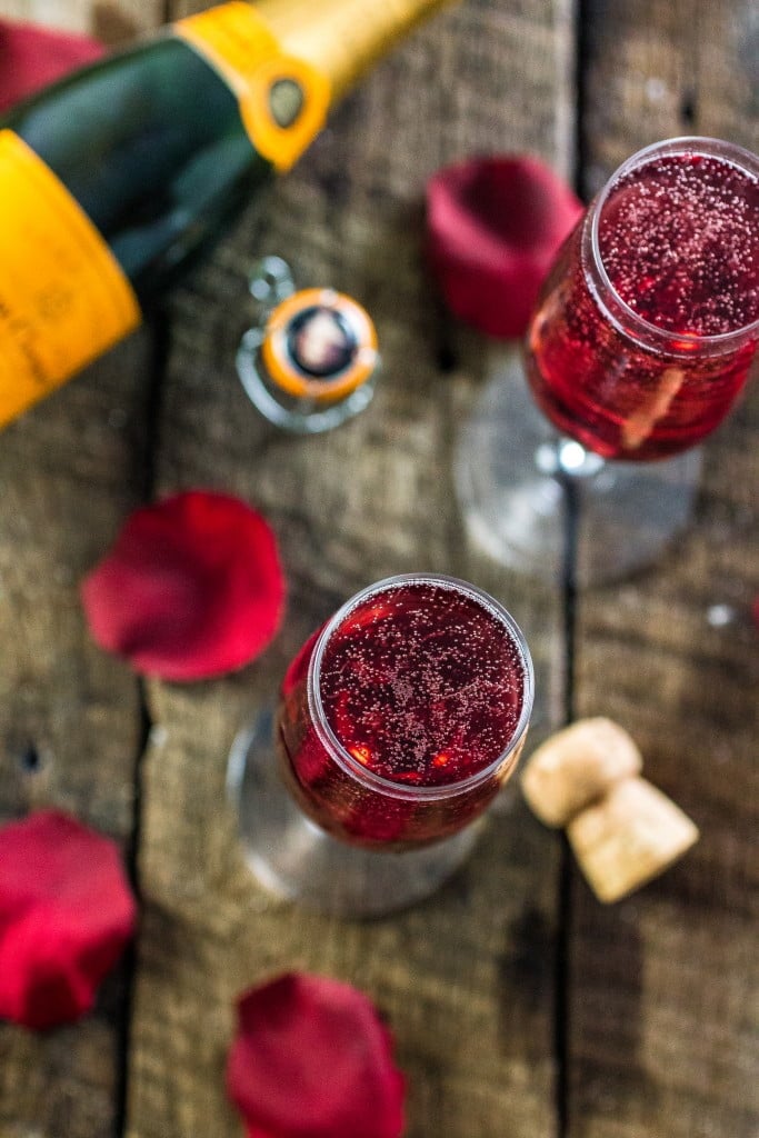 Hibiscus Champagne Cocktail | www.oliviascuisine.com | A delicious and simple brunch cocktail for Mother's Day or Valentine's Day!