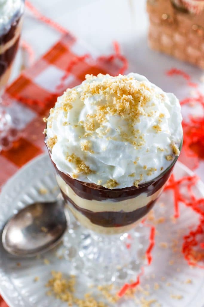 Chocolate Pudding Dessert Parfait | www.oliviscuisine.com | It is the Summer of Pudding and we're celebrating with these adorable dessert parfaits made with Kozy Shack's chocolate pudding, cream, whipped cream and cashew crumble! So delicious! #sp