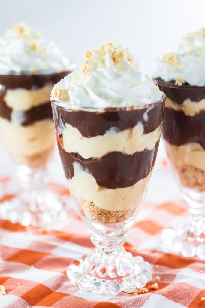 Chocolate Pudding Dessert Parfait | www.oliviscuisine.com | It is the Summer of Pudding and we're celebrating with these adorable dessert parfaits made with Kozy Shack's chocolate pudding, cream, whipped cream and cashew crumble! So delicious! #sp