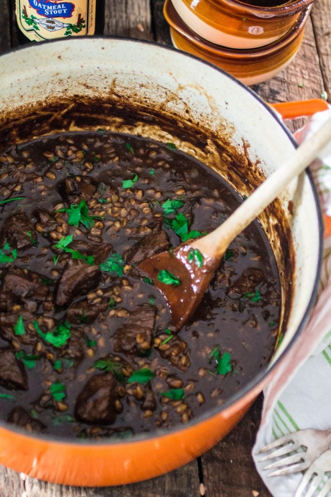 Flemish Beef Stew with Caramelized Onions and Spelt Berries | www.oliviascuisine.com | A comforting beef stew that is extra fulfilling with the addiction of spelt berries! Plus a review of the cookbook Simply Ancient Grains!