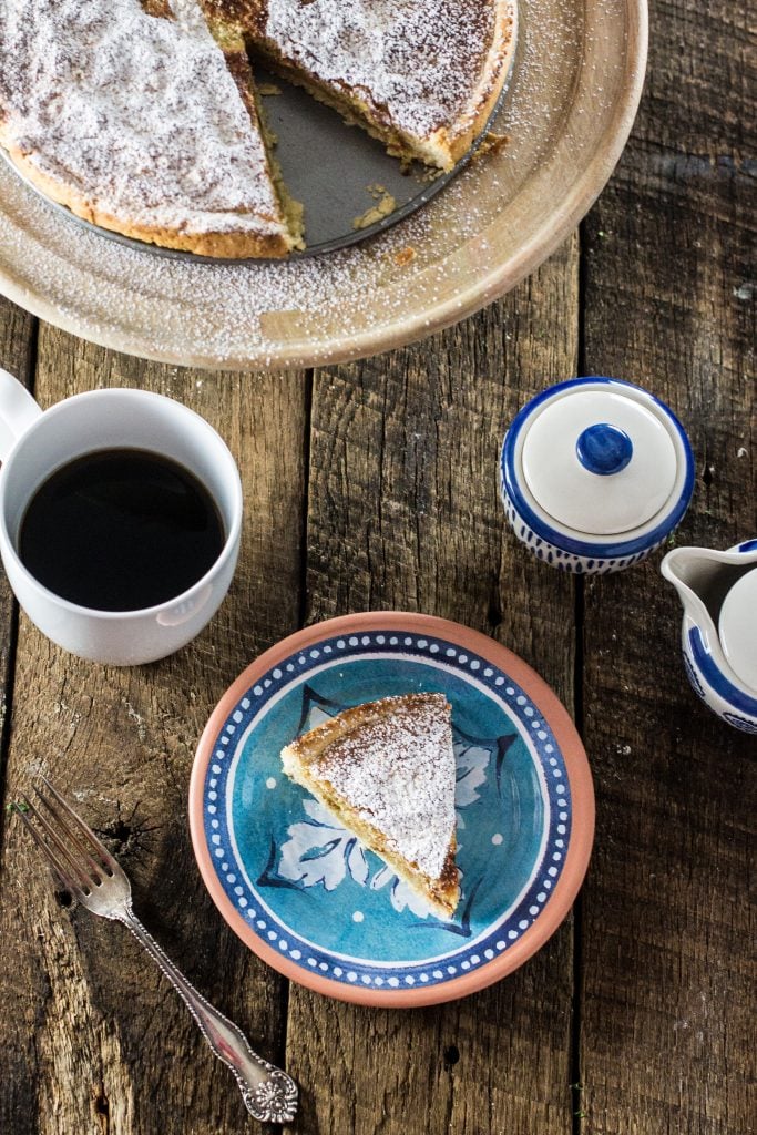 Torta de Santiago (Spanish Almond Pie) | www.oliviascuisine.com | Torta de Santiago (in Galician) or Tarta de Santiago (in Spanish) is a popular almond pie served in Santiago de Compostela. It is usually marked with the cross  of the Order of Santiago.