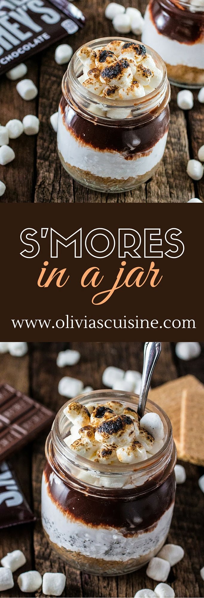 S'mores in a Jar | www.oliviascuisine.com | No campfire? No problem! This recipe for S'mores in a Jar is made at the comfort of your home and can be enjoyed indoors! #LetsMakeSmores #Ad