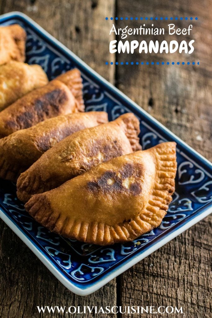 Argentinian Beef Empanadas | www.oliviascuisine.com | Delicious Argentinian Empanadas filled with ground beef, onions, garlic, tomatoes, peppers, olives and seasoned with paprika and cumin!