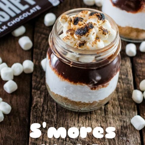 S'mores in a Jar | www.oliviascuisine.com | No campfire? No problem! This recipe for S'mores in a Jar is made at the comfort of your home and can be enjoyed indoors! #LetsMakeSmores #Ad