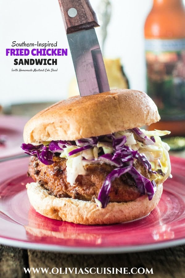 Southern-Inspired Fried Chicken Sandwich with Homemade Mustard Cole Slaw | www.oliviascuisine.com