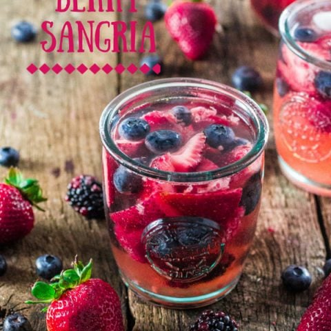 Summer Berry Sangria | www.oliviascuisine.com | A delicious summer sangria made with Moscato, strawberries, raspberries, blackberries and blueberries! #MiddleSister #DropsofWisdom #Sp