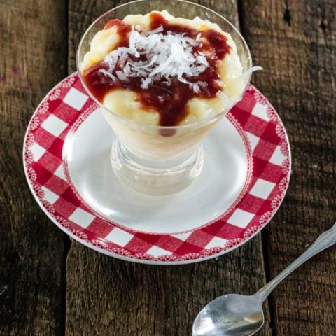 Tapioca Pudding with Guava Sauce and Coconut Flakes | www.oliviascuisine.com
