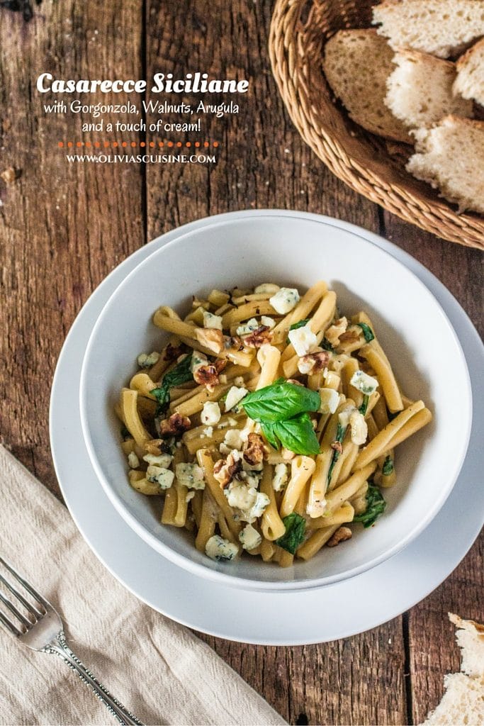 Rigatoni with Italian Sausage, Greens, Gorgonzola & Walnuts