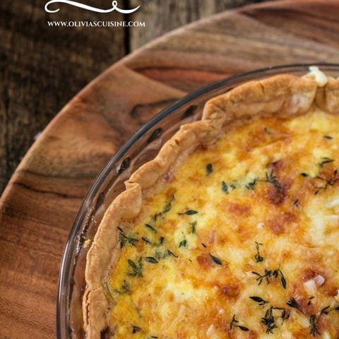 Ham and Cheese Quiche | www.oliviascuisine.com | This delicious ham and cheese quiche will be the star of your next brunch! Made with Boar's Head SmokeMaster Beechwood Smoked™ Black Forest Ham!