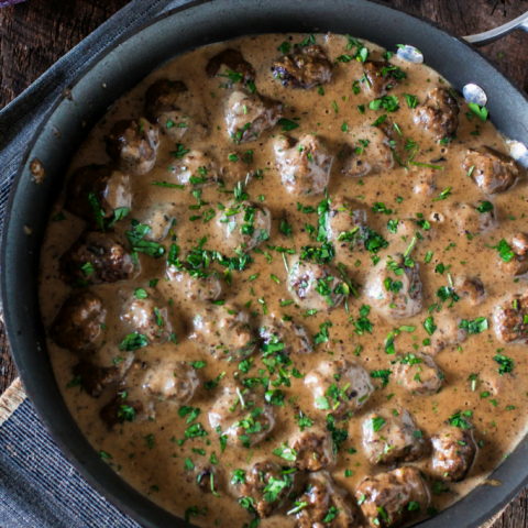 Swedish Meatballs | www.oliviascuisine.com | Swedish Meatballs smothered in gravy. So delicious and so much better than the IKEA version!