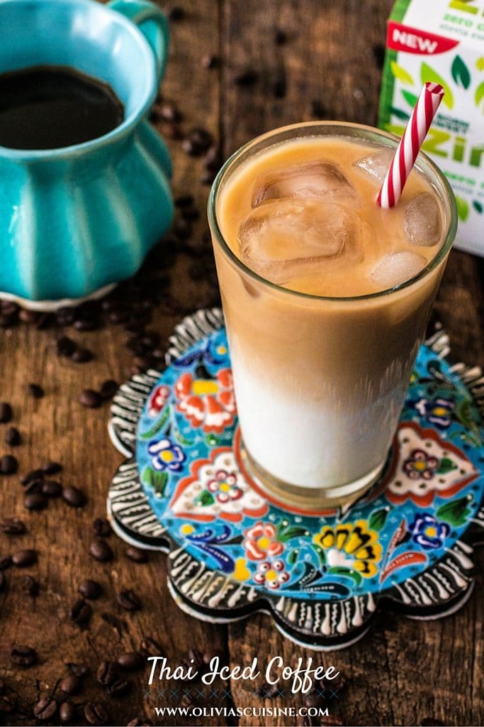 Thai Iced Coffee | www.oliviascuisine.com | A healthier version of Thai Iced Coffee using Born Sweet® Zing™ Zero Calorie Stevia Sweetener instead of the traditional sweet condensed milk! #AmaZINGStevia