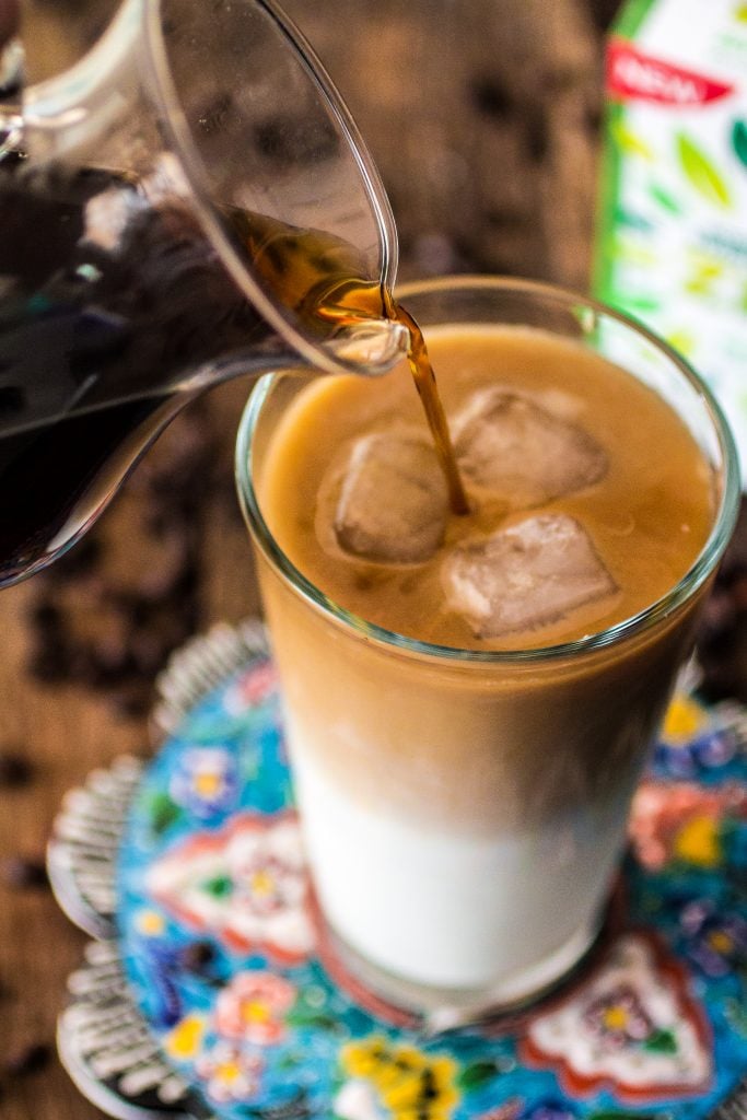 Thai Iced Coffee | www.oliviascuisine.com | A healthier version of Thai Iced Coffee using Born Sweet® Zing™ Zero Calorie Stevia Sweetener instead of the traditional sweet condensed milk! #AmaZINGStevia