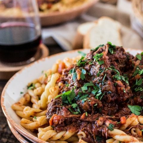 Braised Beef Ragu with Gemelli | www.oliviascuisine.com | A classic Italian dish that is perfect for the cold weather. Comforting, hearty, delicious and easy to make!