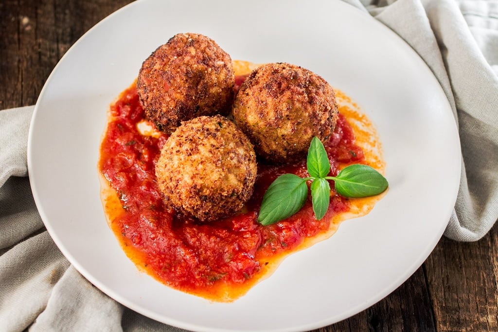 Arancini di Riso with Balsamic Vinegar and Caramelized Onions Marinara Sauce Olivia's Cuisine