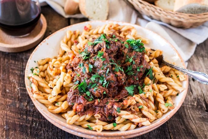 Braised Beef Ragu with Gemelli | www.oliviascuisine.com | A classic Italian dish that is perfect for the cold weather. Comforting, hearty, delicious and easy to make!