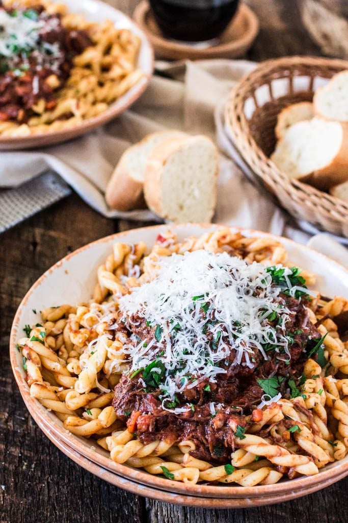 Braised Beef Ragu with Gemelli | www.oliviascuisine.com | A classic Italian dish that is perfect for the cold weather. Comforting, hearty, delicious and easy to make!