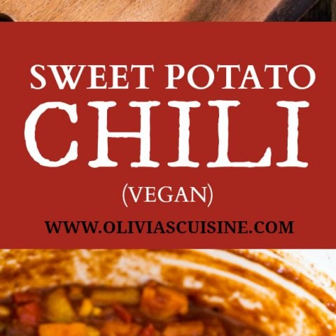 Sweet Potato Chili | www.oliviascuisine.com | A hearty and delicious vegetarian chili made with sweet potatoes, black eyed peas, corn and tomatoes.