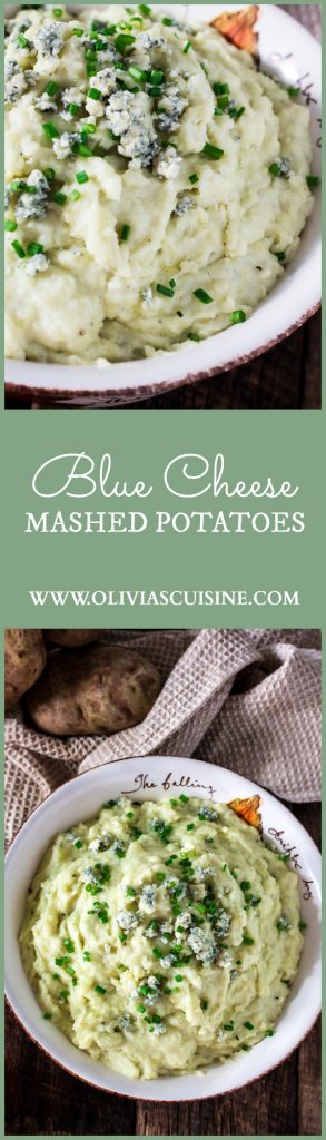 Blue Cheese Mashed Potatoes | www.oliviascuisine.com | A blue cheese twist on mashed potatoes! Use dolce gorgonzola cheese for a milder flavor!