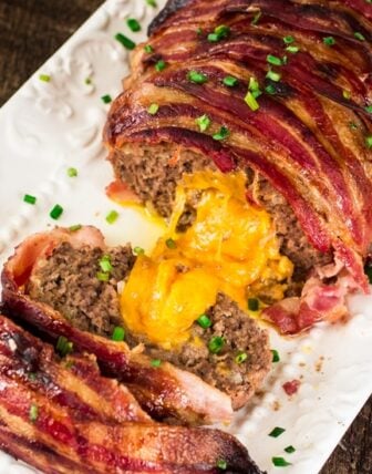 Bacon Wrapped Cheese Stuffed Meatloaf