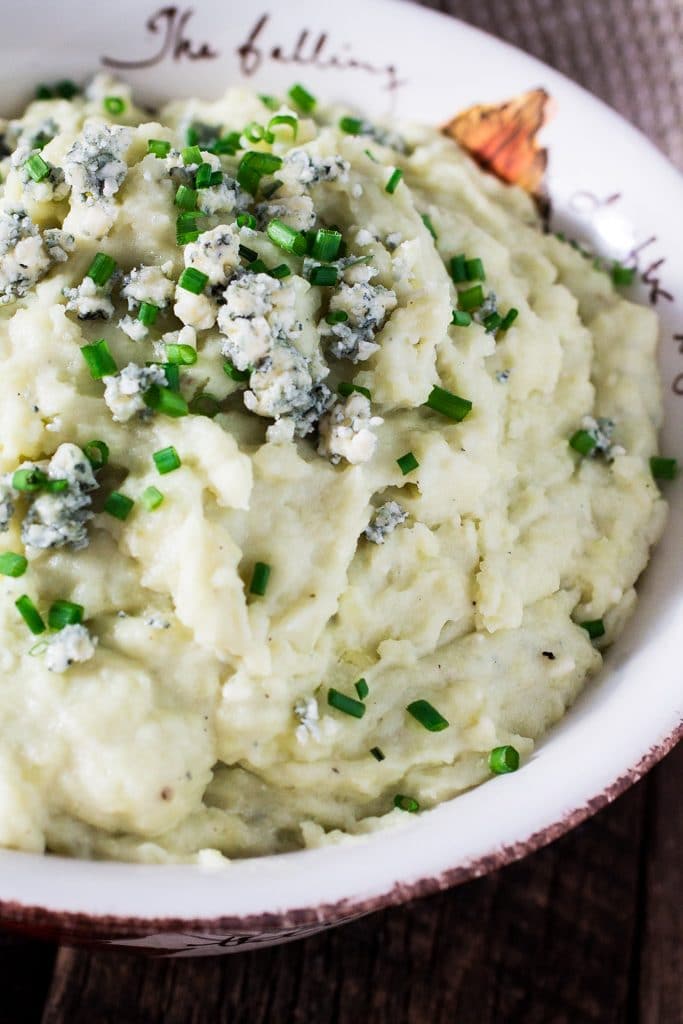 Blue Cheese Mashed Potatoes | www.oliviascuisine.com | A blue cheese twist on mashed potatoes! Use dolce gorgonzola cheese for a milder flavor!