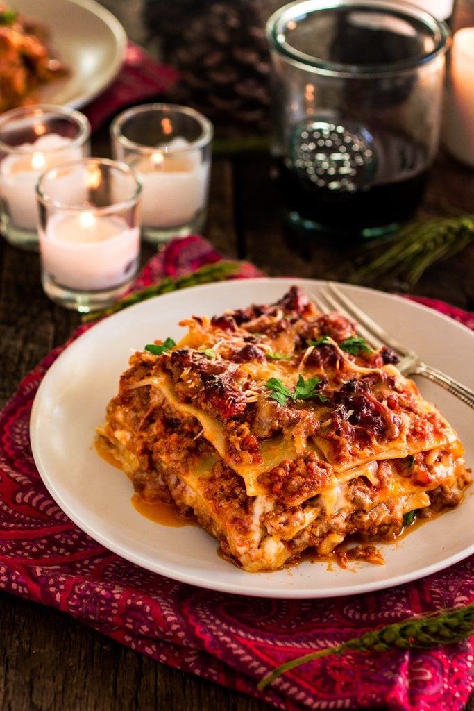 A slice of Lasagna Bolognese.