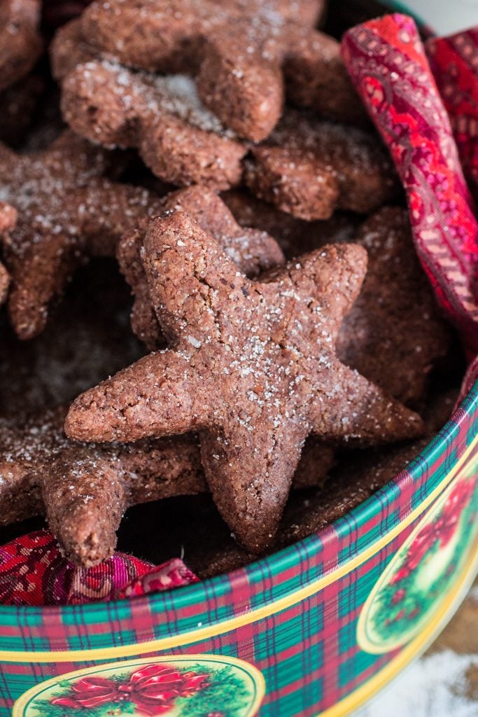 Swiss Chocolate Spice Cookies (Basler Brunsli) | www.oliviascuisine.com | These chocolate spice cookies make the best edible Christmas gift! Perfect with a cup of @Starbucks Holiday Blend! :) #MakeItMerrier #holidays #ad