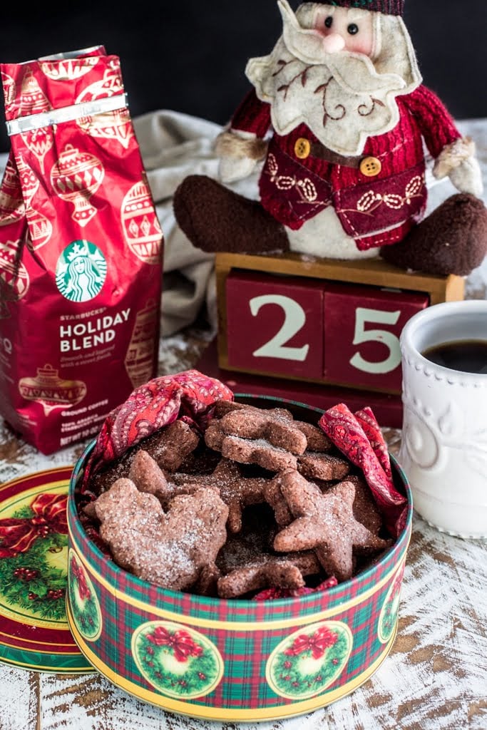 Swiss Chocolate Spice Cookies (Basler Brunsli) | www.oliviascuisine.com | These chocolate spice cookies make the best edible Christmas gift! Perfect with a cup of @Starbucks Holiday Blend! :) #MakeItMerrier #holidays #ad