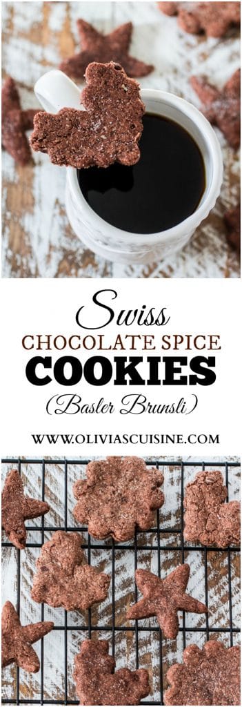 Swiss Chocolate Spice Cookies (Basler Brunsli) | www.oliviascuisine.com | These chocolate spice cookies make the best edible Christmas gift! Perfect with a cup of @Starbucks Holiday Blend! :) #MakeItMerrier #holidays #ad